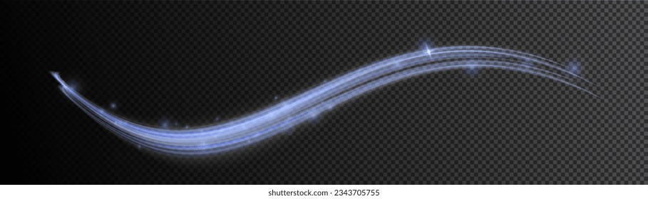 Light blue twirl. Curve light effect of blue line. Luminous blue circle. Semicircular wave, light trail curve swirl, optical fiber incandescent png. Dynamic curves and vector pattern blur. 