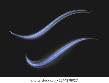 Light blue twirl. Curve light effect of blue line. Luminous blue circle. Dynamic curves and vector pattern blur. Semicircular wave, light trail curve swirl, optical fiber incandescent png. 