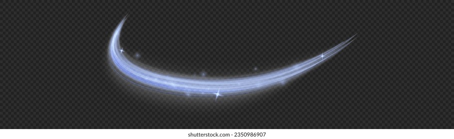Light blue twirl. Curve light effect of blue line. Dynamic curves and vector pattern blur. Luminous blue circle. Semicircular wave, light trail curve swirl, optical fiber incandescent png. 