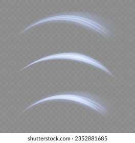 Light blue twirl. Curve light effect of blue line. Dynamic curves and vector pattern blur. Luminous blue circle. Semicircular wave, light trail curve swirl, optical fiber incandescent png. 
