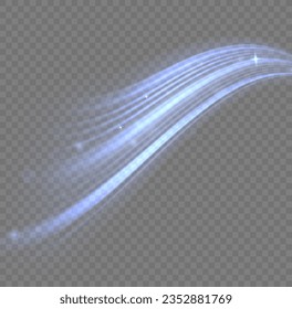 Light blue twirl. Curve light effect of blue line. Dynamic curves and vector pattern blur. Luminous blue circle. Semicircular wave, light trail curve swirl, optical fiber incandescent png. 