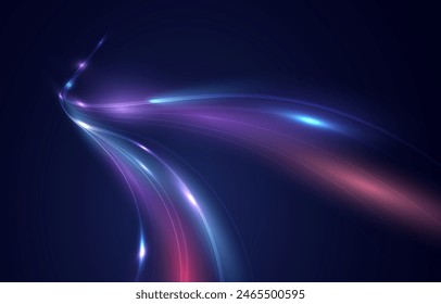 Light blue Twirl. Curve light effect of neon line. Luminous blue circle. Light neon pedistal, podium, platform, table. Vector PNG. Fast speed lines. Modern abstract high-speed motion effect png. 	