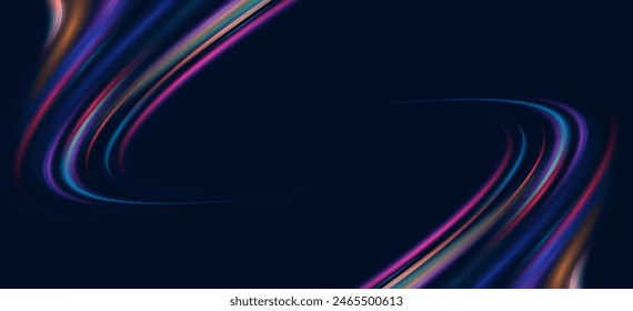 Light blue Twirl. Curve light effect of neon line. Luminous blue circle. Light neon pedistal, podium, platform, table. Vector PNG. Fast speed lines. Modern abstract high-speed motion effect png. 	