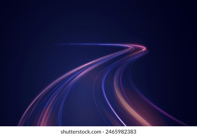 Light blue Twirl. Curve light effect of neon line. Luminous blue circle. Light neon pedistal, podium, platform, table. Vector PNG. Fast speed lines. Modern abstract high-speed motion effect png.