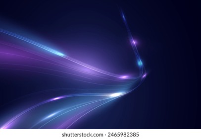 Light blue Twirl. Curve light effect of neon line. Luminous blue circle. Light neon pedistal, podium, platform, table. Vector PNG. Fast speed lines. Modern abstract high-speed motion effect png.