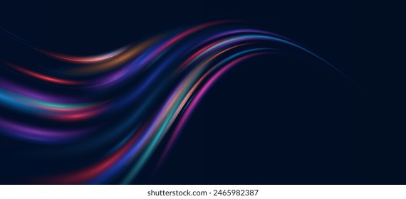 Light blue Twirl. Curve light effect of neon line. Luminous blue circle. Light neon pedistal, podium, platform, table. Vector PNG. Fast speed lines. Modern abstract high-speed motion effect png.