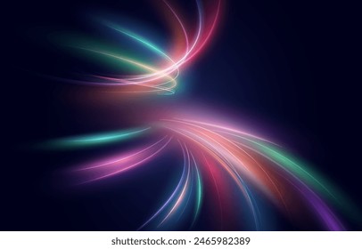 Light blue Twirl. Curve light effect of neon line. Luminous blue circle. Light neon pedistal, podium, platform, table. Vector PNG. Fast speed lines. Modern abstract high-speed motion effect png.