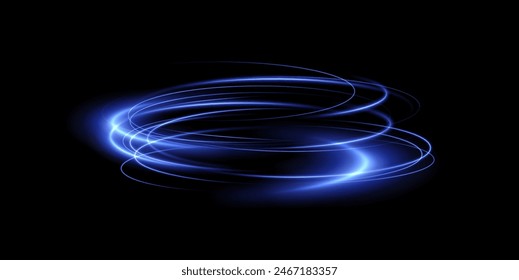 Light blue Twirl. Curve light effect of neon line. Luminous blue circle. Light neon pedistal, podium, platform, table. Vector PNG. Vector illustration	
