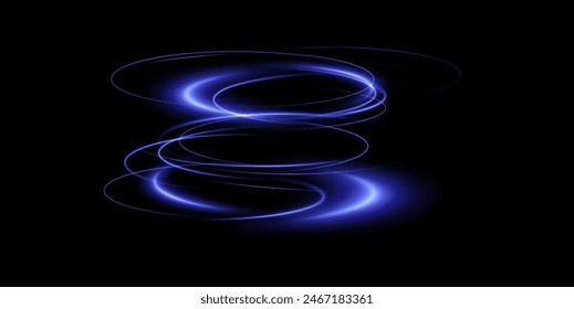 Light blue Twirl. Curve light effect of neon line. Luminous blue circle. Light neon pedistal, podium, platform, table. Vector PNG. Vector illustration	
