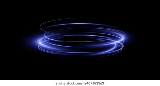 Light blue Twirl. Curve light effect of neon line. Luminous blue circle. Light neon pedistal, podium, platform, table. Vector PNG. Vector illustration	
