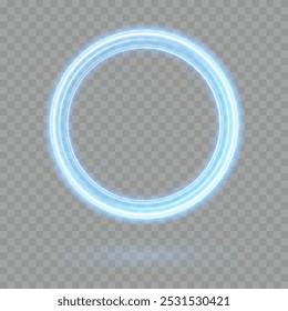 Espiral azul claro. Efeito de luz de curva da linha azul. Círculo azul luminoso. Pedestal azul claro, pódio, plataforma, mesa. PNG vetorial. Ilustração vetorial