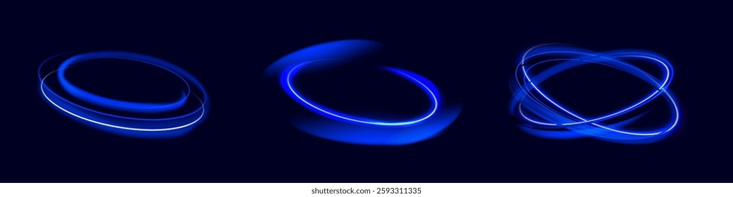 Light blue twirl. Curve light effect of blue line. Luminous blue circle portal. Vector