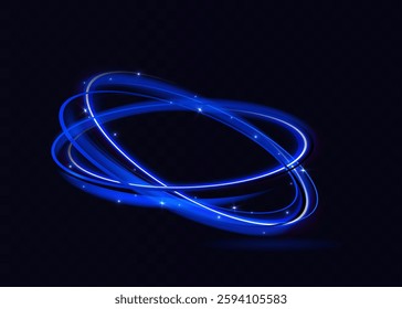 Light blue twirl. Curve light effect of blue line. Luminous blue circle portal. Vector