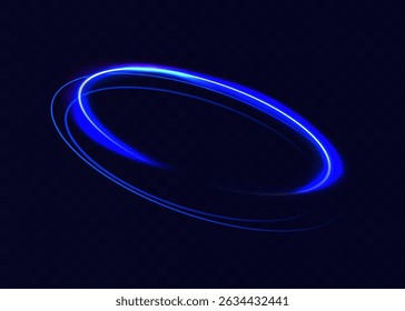 Espiral azul claro. Efeito de luz de curva da linha azul. Portal do círculo azul luminoso. Vetor