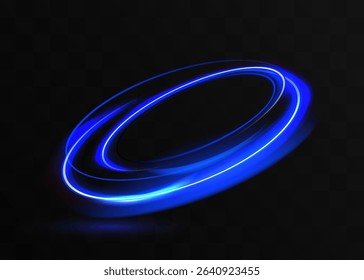 Light blue twirl. Curve light effect of blue line. Luminous blue circle portal. Vector
