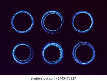 Light blue Twirl. Curve blue line  effect. Abstract luxury blue vector flare semicircle and spark light effect. shine round frame with light circles light effect.