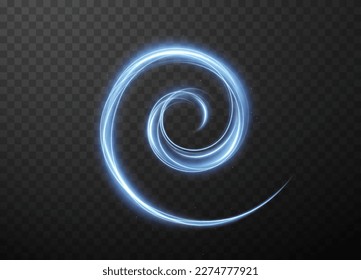 Light blue Twirl png. Curve light effect of neon line. Luminous blue spiral png. Element for your design, advertising, postcards, invitations, screensavers, websites, games.	
