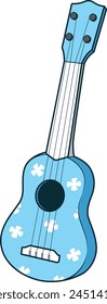 Ilustración vectorial de ukelele azul claro