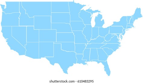 Light Blue United States Map