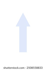 Icono de flecha ascendente azul claro sobre fondo blanco, que simboliza dirección, progreso o crecimiento. Aplicable para visualizaciones y presentaciones de negocios, navegación, éxito o estrategia.