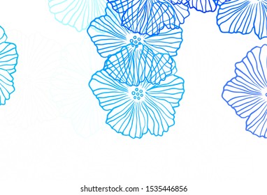 Light BLUE vector abstract backdrop with leaves. Shining colored illustration with flowers. Brand new design for your business.