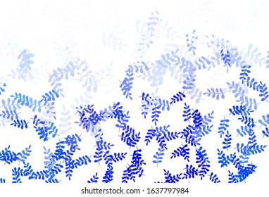 Light BLUE vector abstract backdrop with leaves. Colorful illustration in doodle style with leaves. Colorful pattern for kid's books.