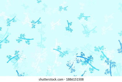 Light BLUE vector abstract backdrop with branches. Doodle illustration of leaves and branches in Origami style. Brand new design for your business.