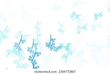 Light BLUE vector abstract backdrop with branches. Doodle illustration of leaves and branches in Origami style. Brand new design for your business.