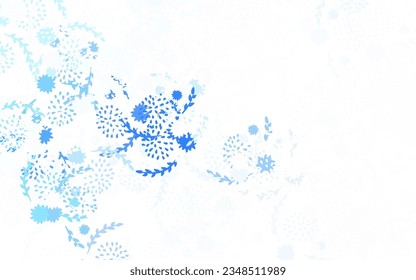 Light BLUE vector abstract backdrop with flowers Decorative design of flowers on white background. New template for your design.