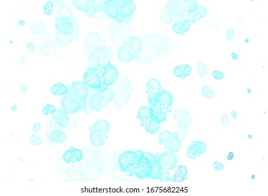 Light BLUE vector abstract background with flowers. Decorative design of flowers on white background. New template for your design.