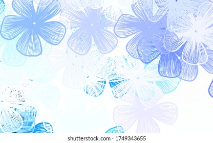 Light BLUE vector abstract background with flowers Modern abstract illustration with flowers. Hand painted design for web, leaflets.