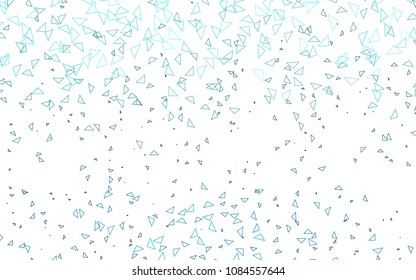 Light BLUE vector abstract colorful background, which consist of triangles. Pattern with colored triangles on white background.