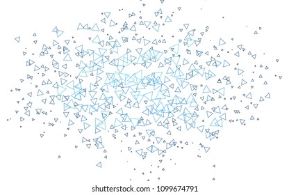 Light BLUE vector abstract colorful background, which consist of triangles. Pattern with colored triangles on white background.