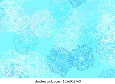 Light BLUE vector abstract design with leaves. Flowers in natural style on white background. The best design for your business.