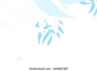 Light BLUE vector abstract design with leaves. Sketchy doodles with leaves on blurred background. Hand painted design for web, leaflets.