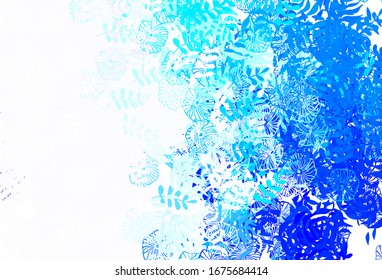 Light BLUE vector abstract design with leaves. Modern geometrical abstract illustration with leaves. Pattern for heads of websites, designs.