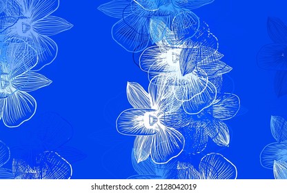 Light BLUE vector abstract design with flowers. Colorful illustration in doodle style with flowers. New template for your design.