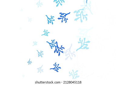 Light BLUE vector abstract design with sakura. An elegant bright illustration with leaves and branches. Hand painted design for web, wrapping.