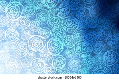 Light BLUE vector abstract doodle pattern. Sketchy doodles with roses on blurred background. The pattern can be used for coloring books and pages for kids.
