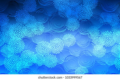 Light BLUE vector abstract doodle template. A vague abstract illustration with flowers in doodles style. A completely new template for your business design.