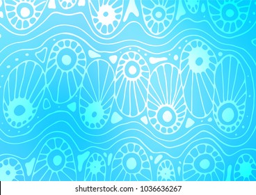 Light BLUE vector abstract doodle pattern. Blurred decorative design in Indian style with Zen tangles. A completely new design for your business.