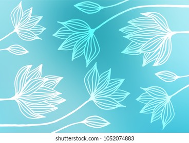 Light BLUE vector abstract doodle pattern. A vague abstract illustration with doodles in Indian style. The elegant pattern can be used as a part of a brand book.