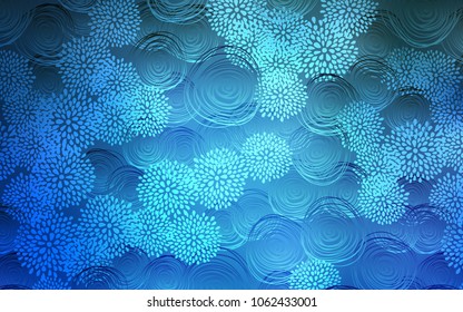 Light BLUE vector abstract doodle background. Blurred decorative design in Indian style with flowers. The elegant pattern can be used as a part of a brand book.