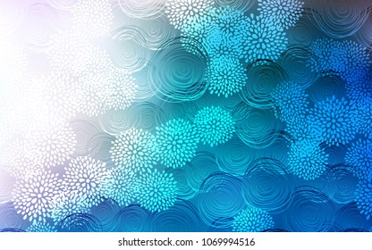 Light BLUE vector abstract doodle background. Glitter abstract illustration with doodles and flowers. The elegant pattern can be used as a part of a brand book.
