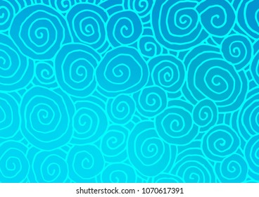 Light BLUE vector abstract doodle template. Blurred decorative design in Indian style with Zen tangles. The textured pattern can be used for website.