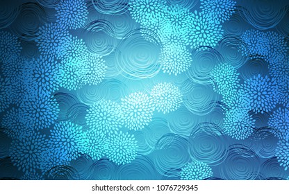 Light BLUE vector abstract doodle template. Blurred decorative design in Indian style with flowers. Brand-new design for your business.
