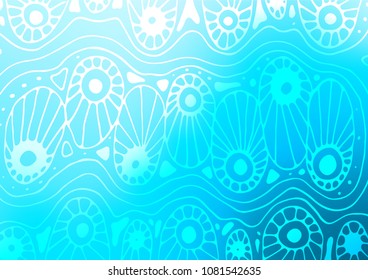 Light BLUE vector abstract doodle template. Modern geometrical abstract illustration with doodles. The pattern can be used for coloring books and pages for kids.