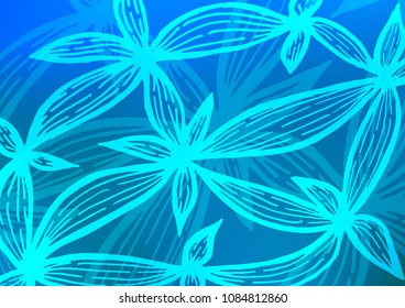 Light BLUE vector abstract doodle pattern. A completely new color illustration in doodle style. The pattern can be used for coloring books and pages for kids.