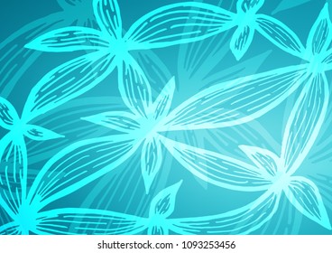 Light BLUE vector abstract doodle template. A completely new color illustration in doodle style. Hand painted design for web, leaflet, textile.