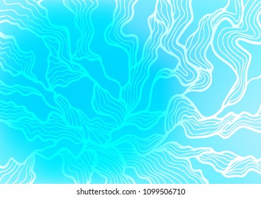 Light BLUE vector abstract doodle template. Colorful abstract illustration with lines in Asian style. A completely new design for your business.